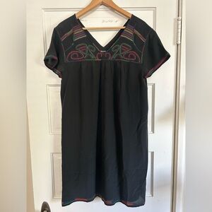 Madewell Black Dress with Multicolor Embroidery
